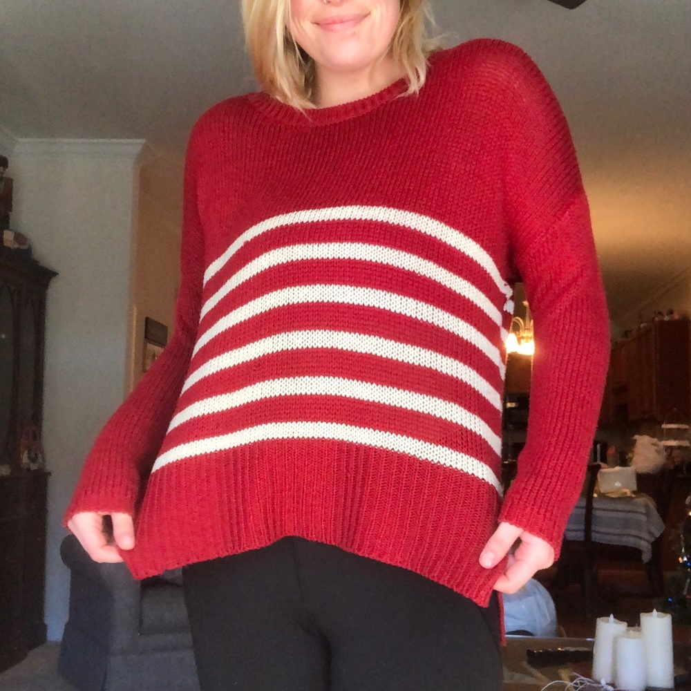 Red and white striped sweater
